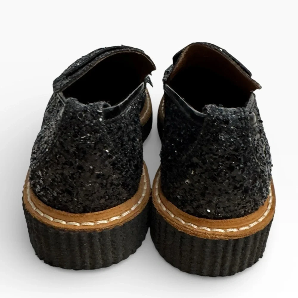 Flamingos Black Glitter Fringe Loafer Platform Shoes Women’s EU 37 US 6.5–7
